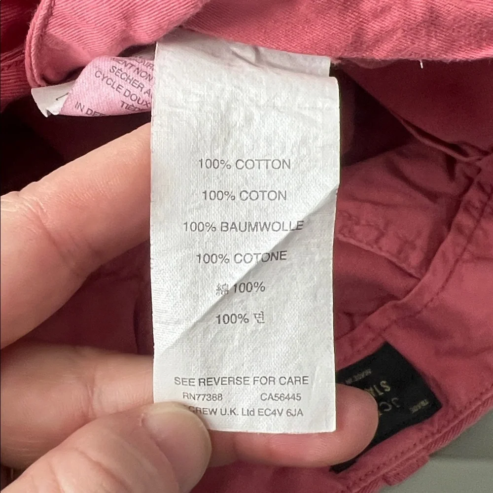 JCrew Stanton Flat Front Chino Short Pink Size 30